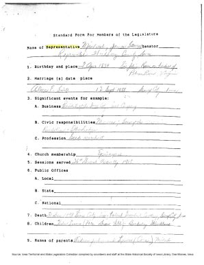 Fillable Online Standard Form For Hembera Of The Leq T S Lature Iowa