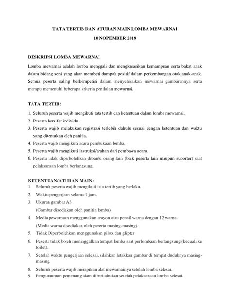 Tata Tertib Lomba Mewarnai Pdf