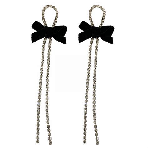 Full Diamond Black Bow Earrings Temperament Fashion Simple Personality