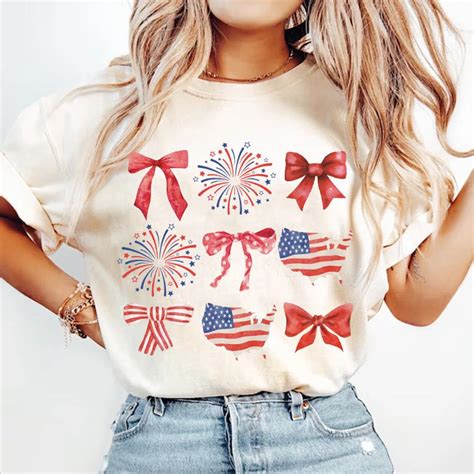 Coquette American Flag T Shirt Coquette Bow 4th Of July America Png Freedom American Shirt