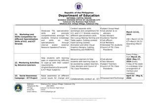 Action Plan Of Technical Vocational Livelihood Club Pdf