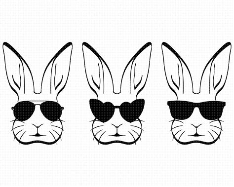 Cute Bunny Face Svg Bunny With Sunglasses Svg Rabbit Face Etsy