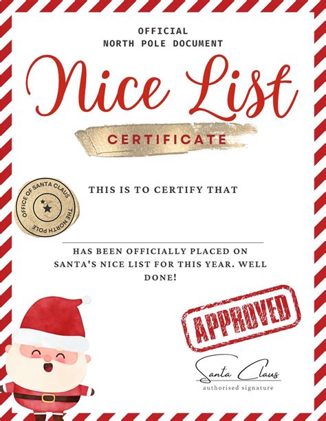 18 Nice List Certificates Free Pdf Printables Nice List Certificate