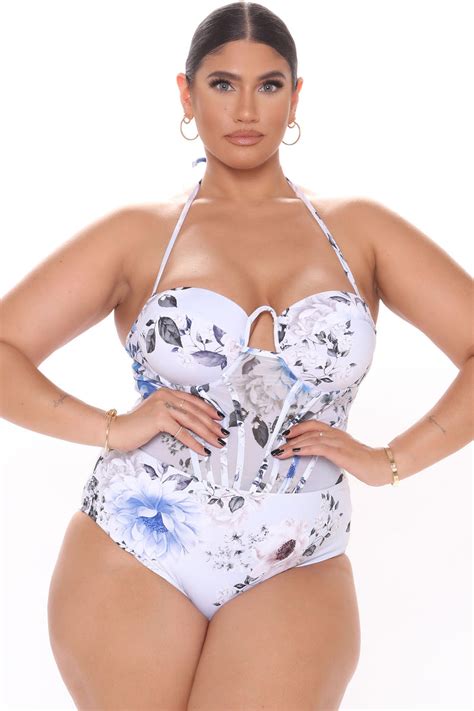 Summer Romance Corset One Piece Swimsuit White Combo Fashion Nova Swimwear Fashion Nova