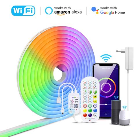 Fita De Led Luzes De N On Tuya Smart Life Controle App Wifi Bluetooth