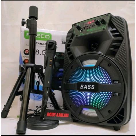 Jual 5000WATT Speaker Bluetooth Karaoke Fleco F8809 LED 8 5 In Bonus