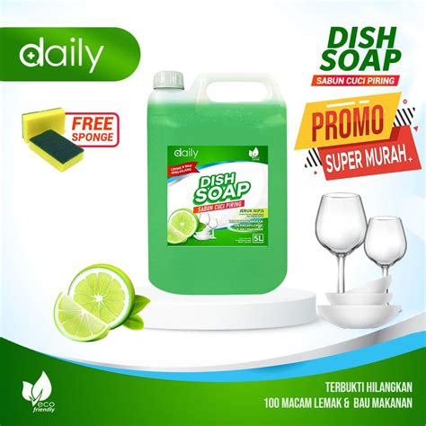 Jual Daily Dish Soap Sabun Cuci Piring Liter Antibacterial Spons