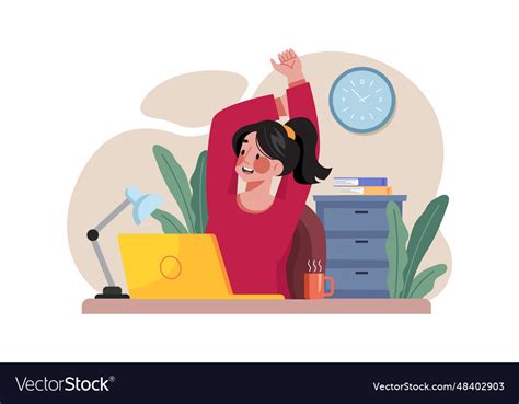 Woman taking a break from work Royalty Free Vector Image