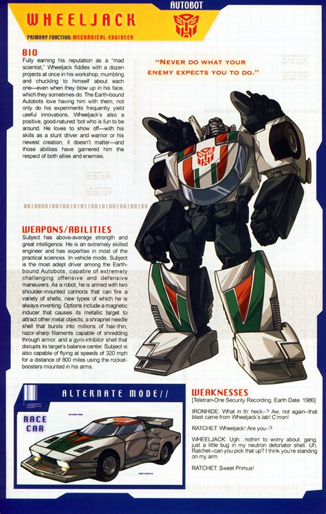 Autobot Wheeljack Bio | Transformers characters, Transformers ...