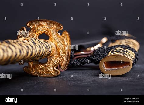 Japanese Samurai Katana Sword And Scabbard Close Up Photo Of A Weapon