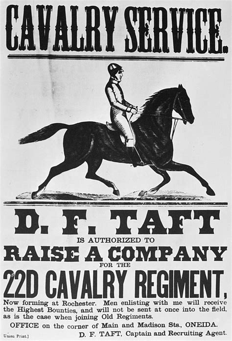 Civil War Recruitment Nrecruitment Poster Of The 22nd Cavalry Regiment Formed At Rochester