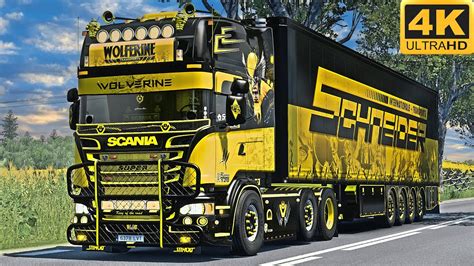 4K ETS2 1 45 Promods Scania R520 V8 Kielce Białystok