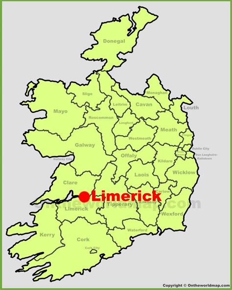 Limerick location on the Ireland map - Ontheworldmap.com