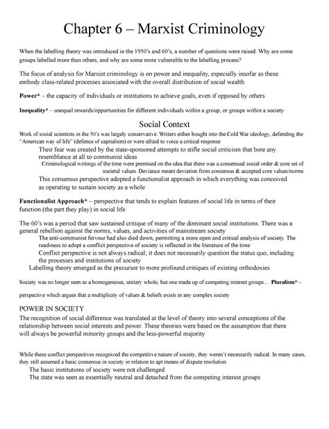 Introduction To Criminology Chapter 6 Marxist Criminology When The Labelling Theory Was