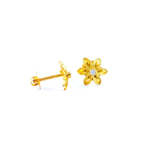 22kt Yellow Gold Ear Stud Es0000818 Swarnamahal Jewellers Ltd