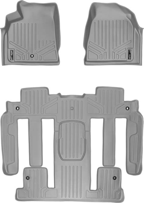 Smartliner 2 Row Gray Floor Mat Set Compatible With 2009 2017 Chevy Traverse 08 17