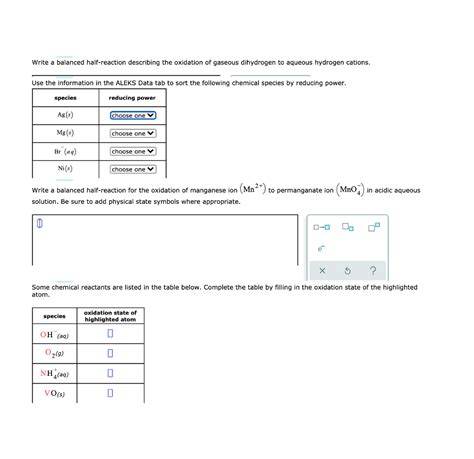 Solved Write A Balanced Half Reaction Describing The Chegg