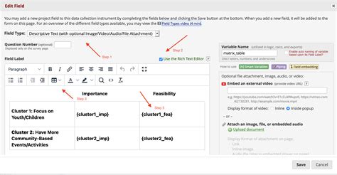 How Do I Create A Table Using A Matrix Of Fields And Field Embedding Redcap Resource Center