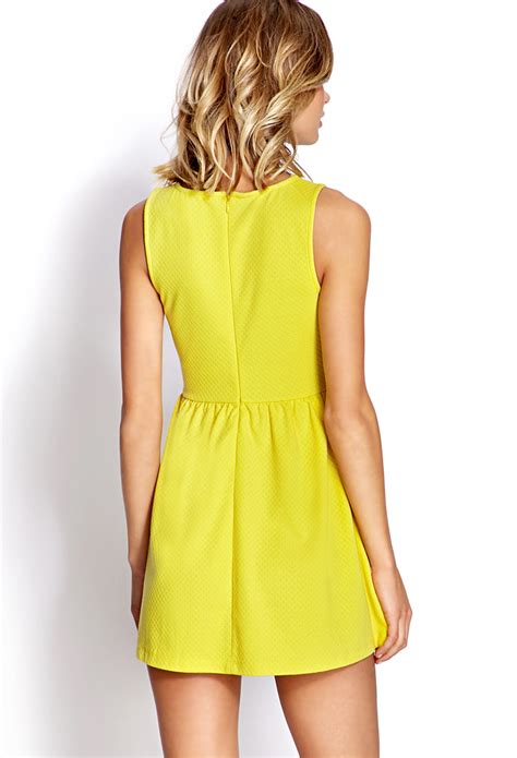 Lyst Forever 21 Classic Fit Flare Dress In Yellow