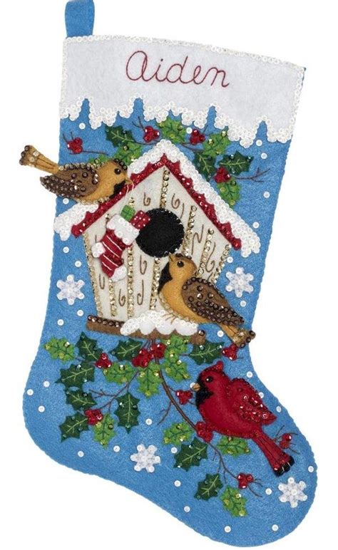 Bucilla Christmas Birds Cardinal Holiday Birdhouse Felt Etsy Felt