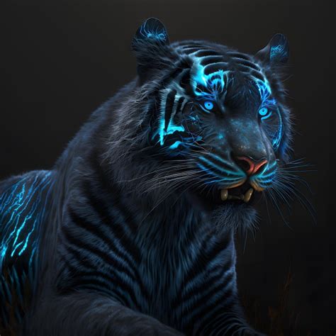 Premium AI Image A Black Tiger With Blue Eyes