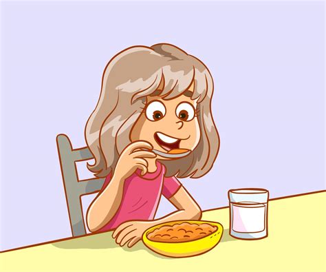 petite fille avec un petit déjeuner sain routine quotidienne