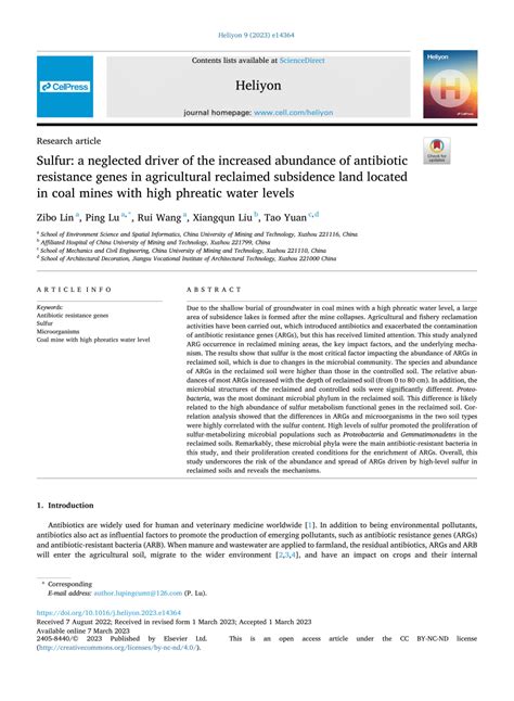 Pdf Sulfur A Neglected Driver Of The Increased Abundance Of