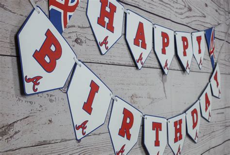 Atlanta Braves Happy Birthday Banner Baseball Party Etsy