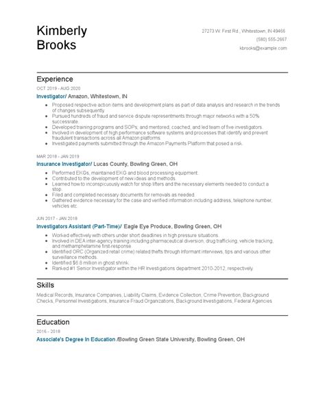 Investigator Resume Examples and Tips - Zippia