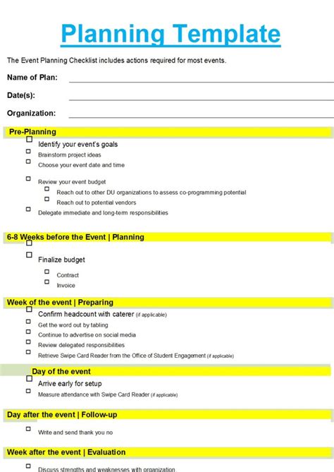 Free Word Planner Templates - Excel Word Template