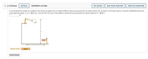 Solved A Circus Performer Stands On A Platform And Throws An Chegg