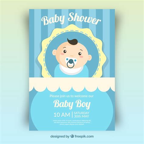 Invitación Para Baby Shower Para Un Niño Descargar Vectores Gratis