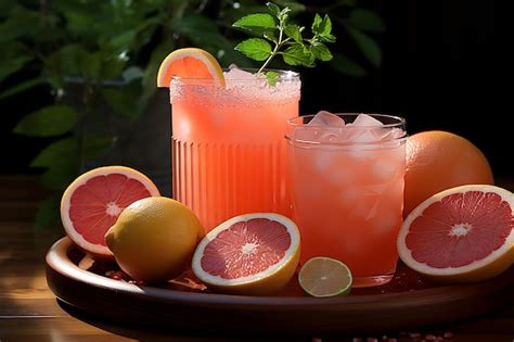 Premium Ai Image Grapefruit Juice Zest Refresher Homemade Fruit Juice