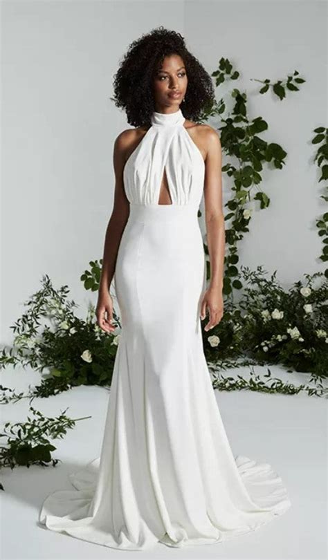 Halter Neck Sheath Wedding Dress With Open Back Kleinfeld Bridal