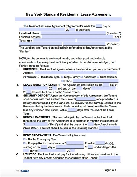 Printable Rental Agreement Ny State Lease Form Printable Forms Free