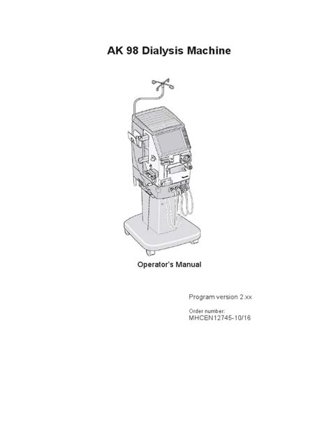 Gambro Ak 98 Dialysis Machine User Manual Pdf Pdf Hemodialysis