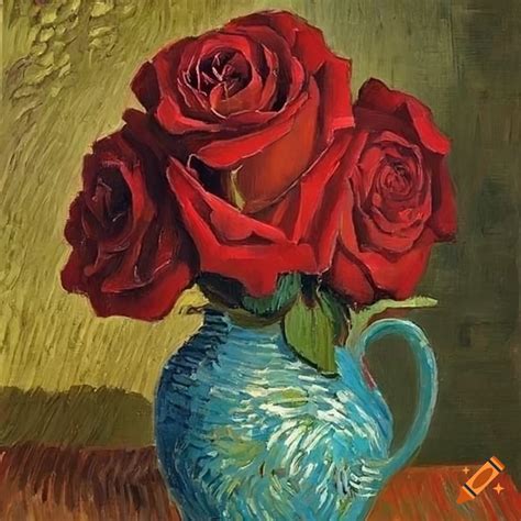 Red Rose Painting By Vincent Van Gogh On Craiyon