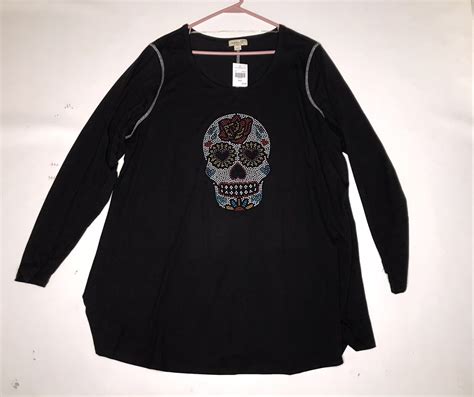 One World Black Long Sleeve Sugar Skull Tshirt Size Xxxl 3xl Ebay