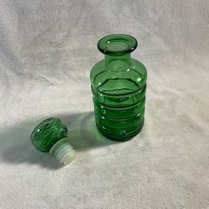 Vintage Italian Green Glass Wine Decanter Bottle Carafe Oz Etsy