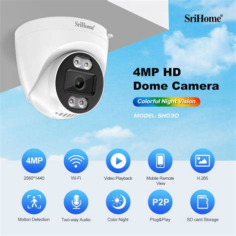 Mp Srihome Sh Dome Camera K Qhd Video Wifi Cctv Two Way Voice