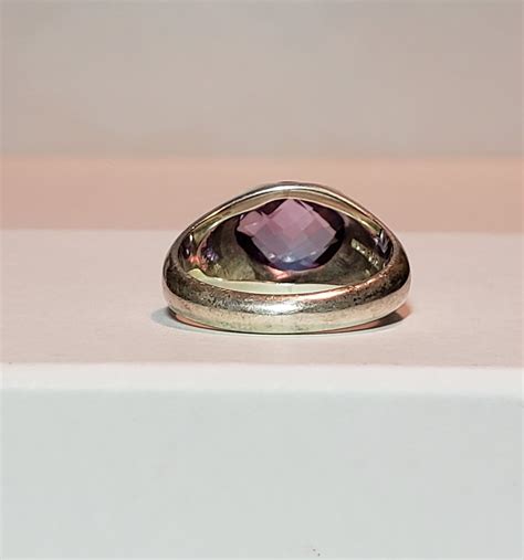 Vintage Signed Lori Bonn Sterling Silver 925 Cushion Cut Amethyst Ring