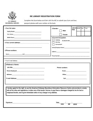 Library Registration Form Pdf Fill Online Printable Fillable Blank