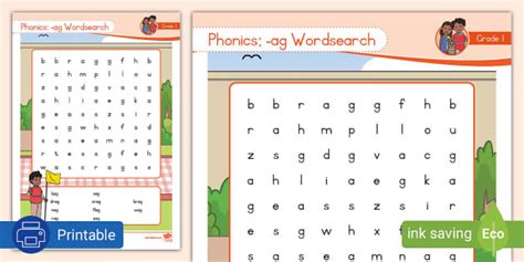 Grade Phonics Ag Wordsearch L Enseignant A Fait