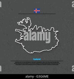 Mapa Del Pa S De Islandia Silueta Y Contorno Negros Aislados Sobre