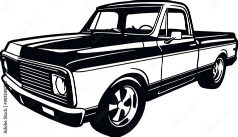 Vetor De Classic Truck Muscle Car Classic Car Stencil Silhouette