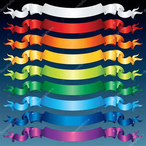 Banners De Fita Brilhante Set Vector Multicoloridos Vetor De Stock