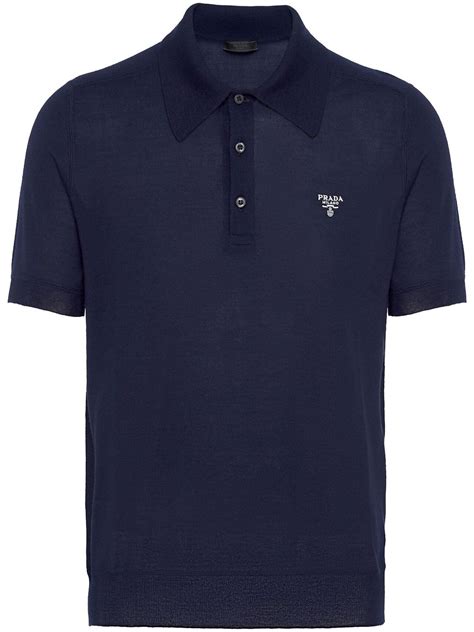 Prada Logo Embroidered Cashmere Polo Shirt Farfetch