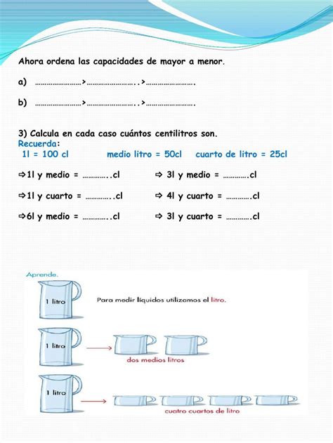 El Litro Y El Centilitro Interactive Worksheet Live Worksheets