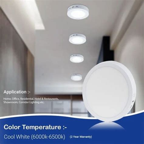 D Mak Cool White W Led Round Surface Panel Lights For Indoor V