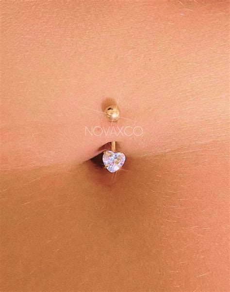 Sparkly Heart Belly Ring Angel Star Gold Dainty Body Jewelry Surgical